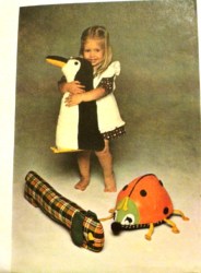 3958 BUTTERICK STUFFED  18''X11'' PENGUIN, LADY BUG,  WEINER DOG PATTERN UNCUT
