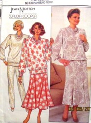 3969 PULLOVER COWL LS TOP,LONG FLARE SKIRT,PANTS PATTERN 14-18