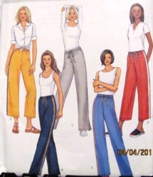 3973 EZ  BUTTERICK SEMI-FIT STRAIGHT ELASTIC WAIST PANTS LENGTHS PATTERN L-XL, XS-M choice uncut