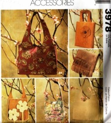 3978 5 EMBELLISHED FLORAL BEADED BAGS SIZED PATTERN