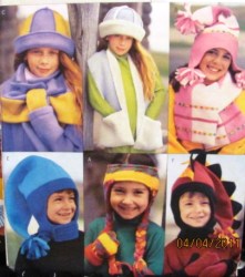 3982 KIDS FLEECE HATS, SCARVES,MITTENS CUTE PATTERN S-XL