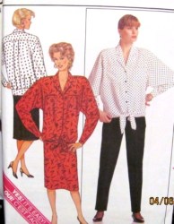 3988 1986 LOOSE LONG TIED SHIRT, SKIRT,TAPER PANTS PATTERN 14-18