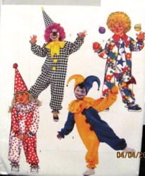 3990 EZ KID CLOWN JUMPSUIT COSTUME, HAT, JESTER PATTERN 6-8