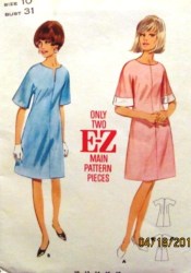 3392 1960S A-LINE KIMONO SLEEVE DRESS PATTERN 10 31''B