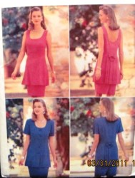 3996 BUTTERICK BACK INSET/ BOW A-TUNIC TOP, SKIRT PATTERN 6-10,12-16 CHOICE UNCUT