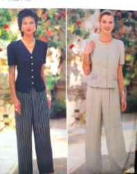 4004 BUTTERICK 1995 LOOSE SS INSET BUTTON TOP, WIDE PANTS PATTERN 6-22 3 SZS