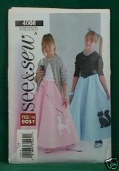 4008 4007 POODLE SKIRT,PETTICOAT,APPLIQUES PATTERN 7-16/8-18