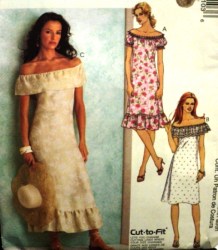 4010  MCCALLS OFF SHOULDER PEASANT DRESS SLEEVES OR NOT LENGTHS PATTERN 4-18 2 SIZES