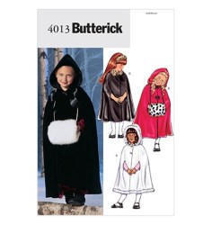 4013 GIRLS LONG FLARE CAPE,MUFF, HEADBAND PATTERN 2-5,6-8