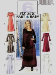 4018  MCCALLS 6 EZ EMPIRE SS-LS LONGER DRESS PATTERN 12-16