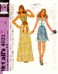 4021 1974 CAMI STRAPPY TOP,FLARE SKIRT LENGTHS PATTERN 12