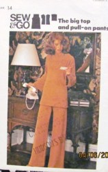 4027 1970s JIFFY PULLOVER TOP,PANTS STRETCH KNIT PATTERN 14