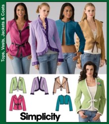 4029  SIMPLICITY CHARMING TIED/ OPEN/ BOLERO JACKETS PATTERN 14-22 UNCUT 