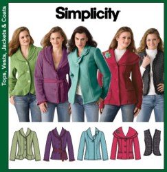 4032 SIMPLICITY FLEECE /MELTON COLLAR JACKETS, VESTS PATTERN 8-16,16=24 CHOICE