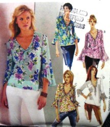 4037 BIAS FLOUNCEY BLOUSE FANCY SLEEVES PATTERN XS-M,L-XL