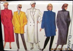 4044  Butterick 1986 PANEL 1-2 BREASTED COAT 3 LENGTHS PATTERN 8-12,, 20-24 uncut choice