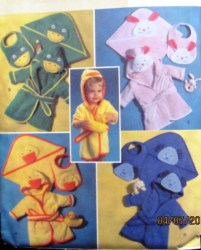 4053 EZ BUTTERICK BABY HOODED ROBE, DUCK, FROG, DOG, BUNNY TOWEL PATTERN