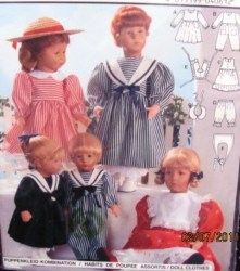 4061 BURDA SAILOR DRESS, PINAFORE, PANTALOONS HIM/ HER DOLL PATTERN 12-22" DOLL UNCUT
