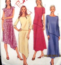 4064 Butterick EZ SS-LS TOP, LONG SKIRT ASYMMETRIC OR NOT PATTERN 8-12,14-18 OR 20-24 CHOICE