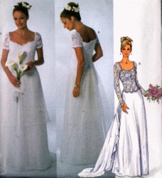 4070 BUTTERICK LACY SHORT - LONG SLEEVE BRIDE DRESS, DETACH TRAIN PATTERN 6-22 3 SZS