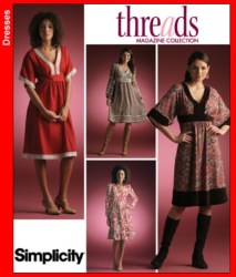 4072 SIMPLICITY THREADS PULLOVER SS-LS BANDED DURO TIE DRESS PATTERN 16-24 UNCUT