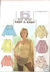 4074  BUTTERICK 6 EZ EMPIRE TIE SHAPE SLEEVE TOPS PATTERN 6-10 UNCUT