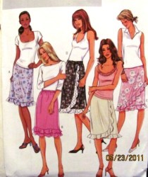 4076 EZ STRAIGHT ELASTIC WST FLOUNCE SKIRT,OVERLAY PATTERN 18-22