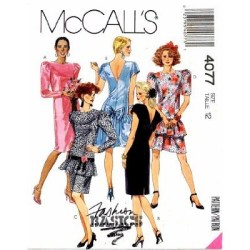 4077 SS-LS SLIM-FLARE DRESS BK BOW/TIER OR NOT PATTERN 6/8,16