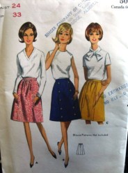 4082 3 VERSIONS 1960S A-LINE SKIRT PATTERN 24'' WAIST