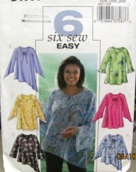 4085 Butterick 6 EZ LOOSE ASYMMETRIC FUN TOPS, SLEEVES PATTERN 16W-26W 2 sizes choice uncut