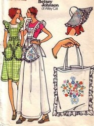 4090 BUTTERICK BETSEY JOHNSON EMBROIDER BIB DIRNDL  JUMPER, BAG, HAT PATTERN SMALL 