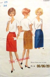 4098 60S PROPORTIONED CONTOUR SKIRT PATTERN 25''WST SHORT