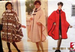 4099 1995 BUTTERICK VERY EASY OVERSIZE UNLINED CAPE COAT PATTERN XS-M, LG-XL