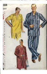 4108 1952 MEN'S 2 PC PAJAMAS, NIGHTSHIRT PATTERN MED