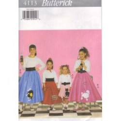 4113 GIRL FLARE POODLE ROCKER SKIRT, PETTICOAT APPLIQUE PATTERN