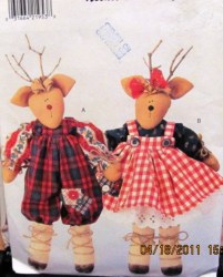 4121 17'' MR. MRS DECORATIVE REINDEER DOLLS, CLOTHES PATTERN