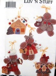 4122 NO SEW 4-6'' GINGERBREAD XMAS TREE ORNAMENTS PATTERN