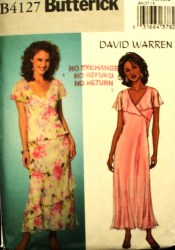 4127 TOP, WIDE COLLAR MOCK WRAP BIAS DRESS, SKIRT PATTERN 8-18