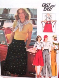 4137 70S WRAP TIED FLARE SKIRT, PANTS PATTERN 28'' WST