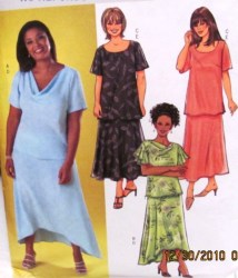 4143 EZ PULLOVER SS TOP, SHAPED SKIRT PATTERN 16-20W,22-26W