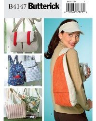 4147 BUTTERICK VISOR CAP, BACKPACKS, MESSENGER/ FISHERMAN/ CELL BAGS PATTERN