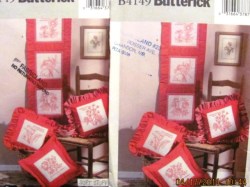 4149 BUTTERICK BOTANICAL REDWORK PILLOW CVR,WALL HANG PATTERN