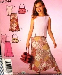4155 SO EZ LONGER SKIRT,SLVLSS TOPS,RUFFLE BAG PATTERN 7-14