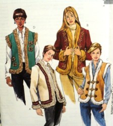 4158 LINED SUEDE/ DENIM/ FLEECE OPEN JACKET, VESTS PATTERN 4-14