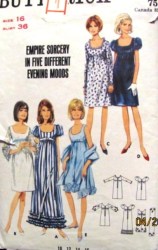 4163 Butterick  1960S EMPIRE EVE DRESS LENGTHS, STOLE PATTERN 12 32b,  14 34b choice plus size 10 31b