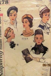 4178 60 PILLBOX HAT, REVERSE BERET, SCARVES, BAG, ROSE PATTERN