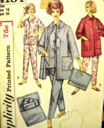 4184 50s CUTE PAJAMAS, PJ COAT, CASE, TRANSFER PATTERN 16 36