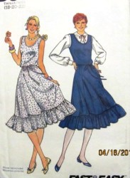 4205 SLEEVELESS RUFFLE DRESS, JUMPER, BELT 70S EZ PATTERN 18-22