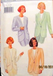 4210 SO EZ UNLINED LONGER 1 BUTTON JACKET PATTERN 12-16