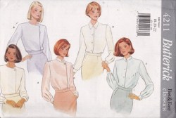 4211 BUTTERICK EZ LS PULLOVER BUTTON COLLAR OR NOT BLOUSE PATTERN 6-22 3 SZS choice uncut